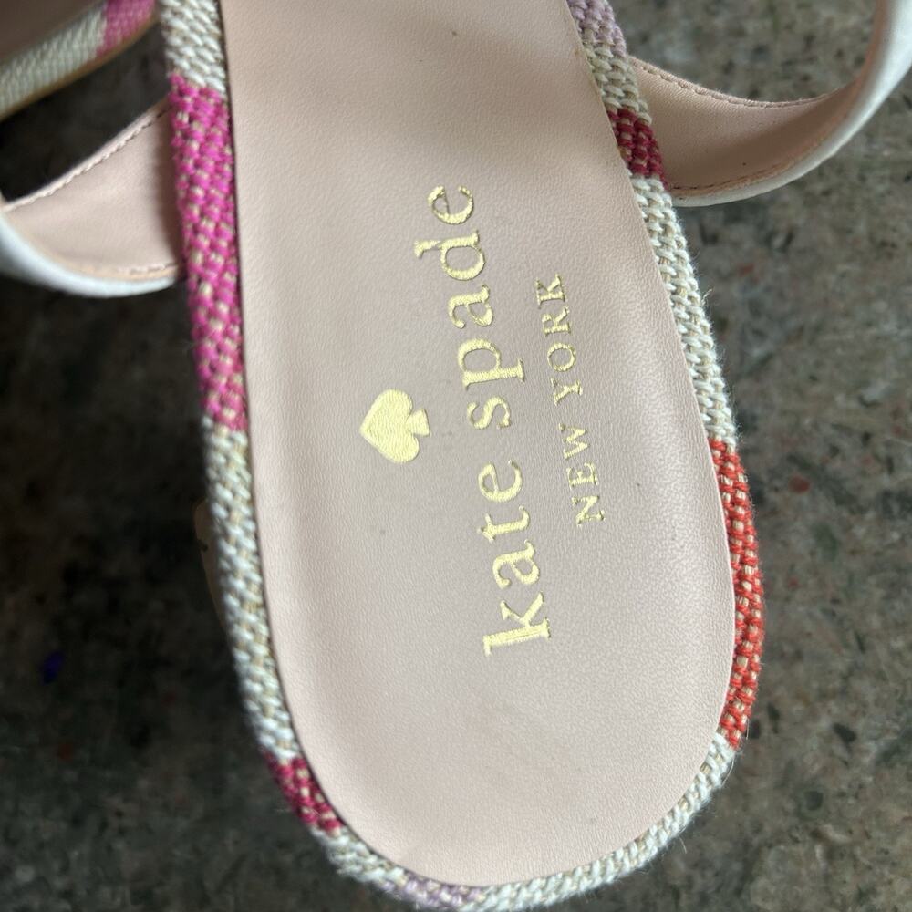 Kate Spade Lottie Pink Stripe Block Heel Sandals Women’s 8 - Picture 4 of 9